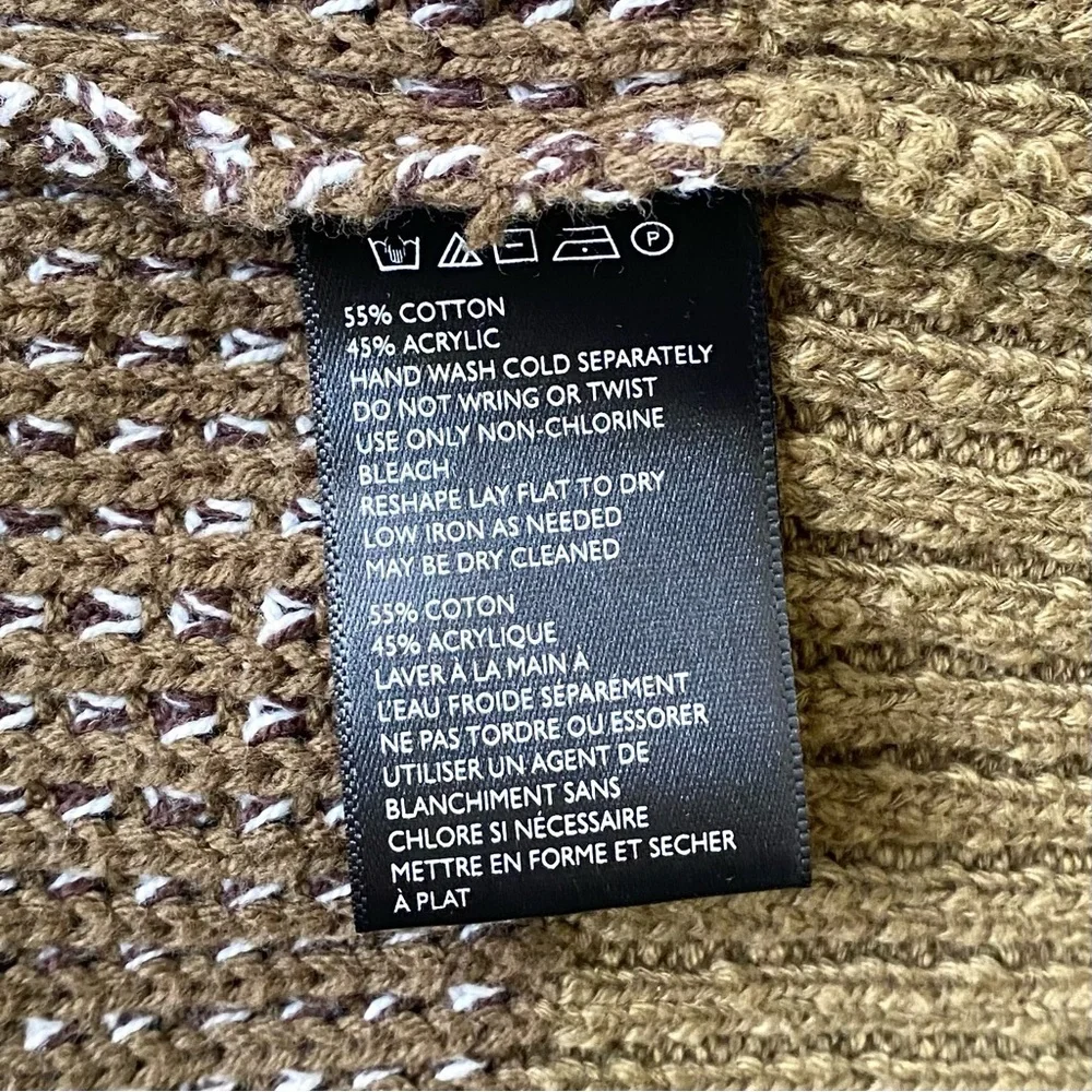 Urban Outfitters Textured Knit Open-Front Cardigan in Olive & Brown, Size S